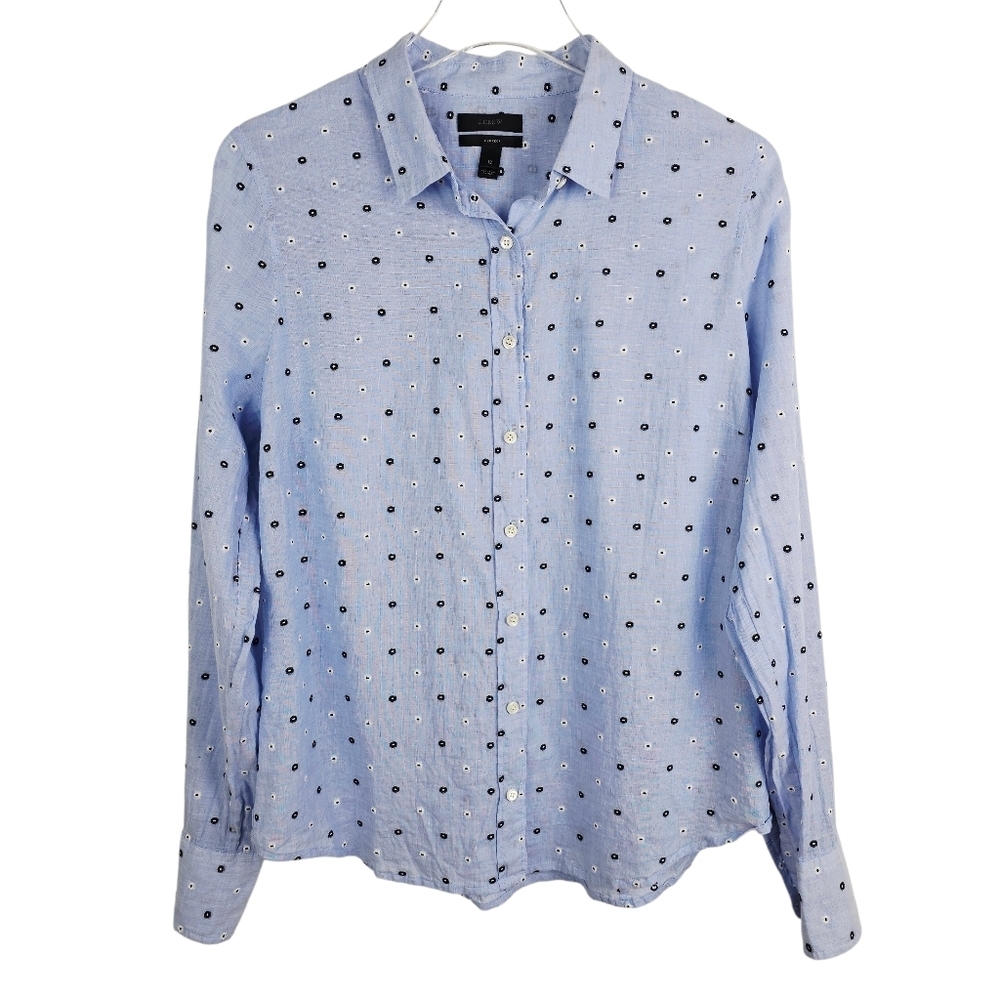 J. Crew #E9786 Blue Embroidered Button Up Shirt